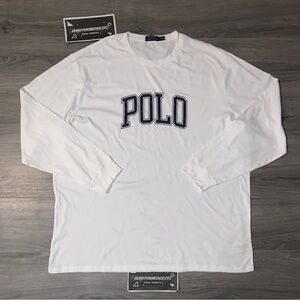 POLO RALPH LAUREN Mens Big & Tall Spell Out Logo Long Sleeve T-Shirt White